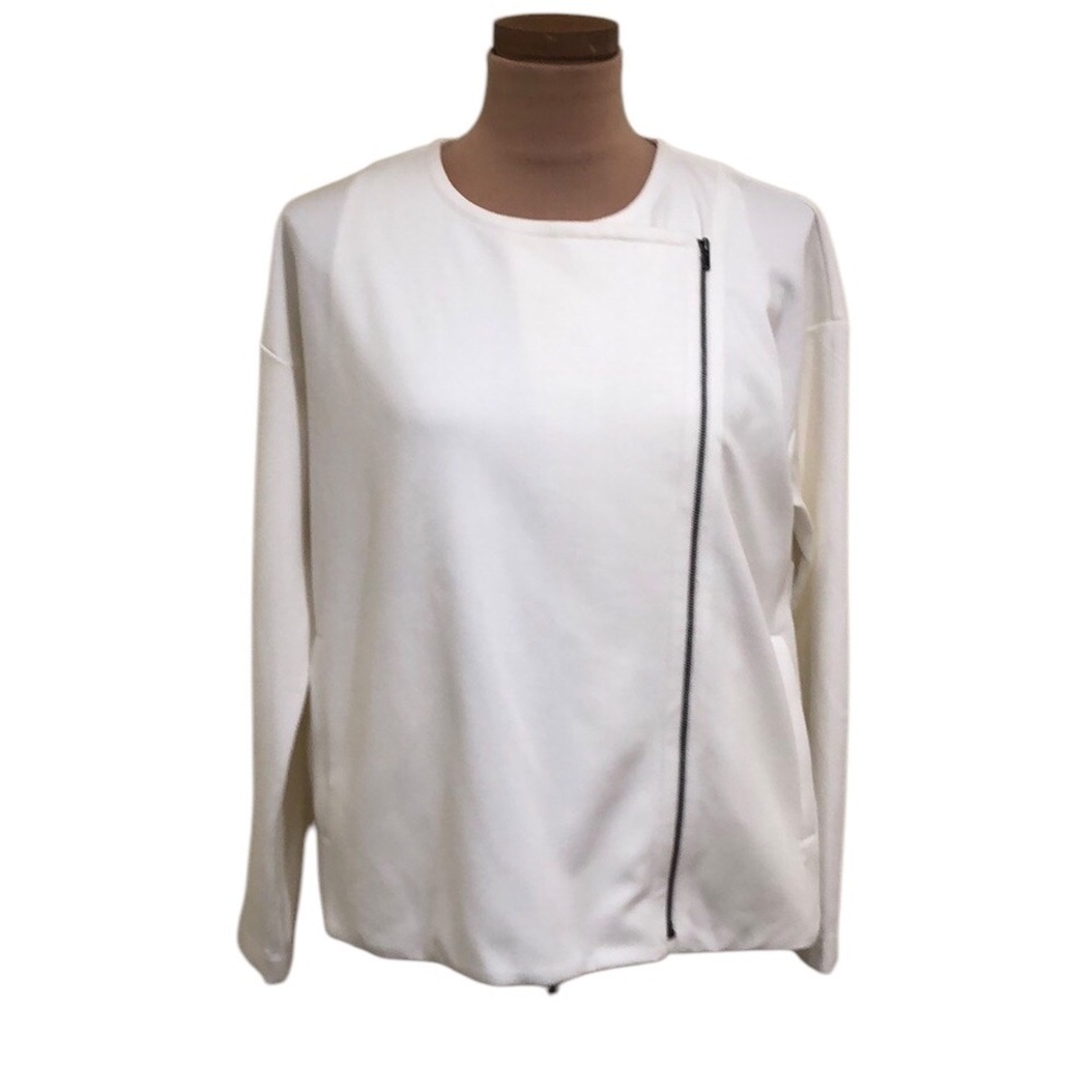 Eileen Fisher Moto Jacket Size Small Ivory Lyocell Blend
